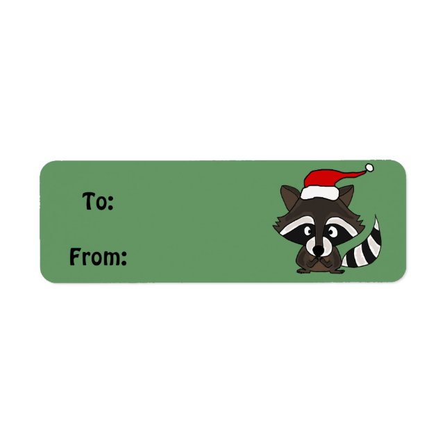 Funny Raccoon Weihnachtsgeschenk Tag oder Adresse  (Vorne)