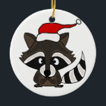 Funny Raccoon Weihnachtsmannmütze Weihnachten Kuns Keramikornament<br><div class="desc">Ein wunderbarer,  lustiger und niedlicher Raccoon mit einem roten Weihnachtsmann,  der originelles Kunstdesign hat. Kann auch benutzerdefinierten Text hinzufügen und die Hintergrundfarbe bei der Bestellung ändern. Ideal für personalisierte Geschenke während der Ferien.</div>