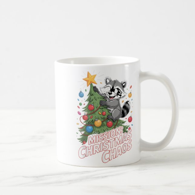 Funny Raccoon Weihnachtsmüll Panda Xmas Kaffeetasse (Rechts)