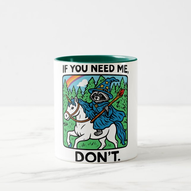 Funny Raccoon Wizard Trash Panda Coffee Hilarious  Zweifarbige Tasse (Mittel)