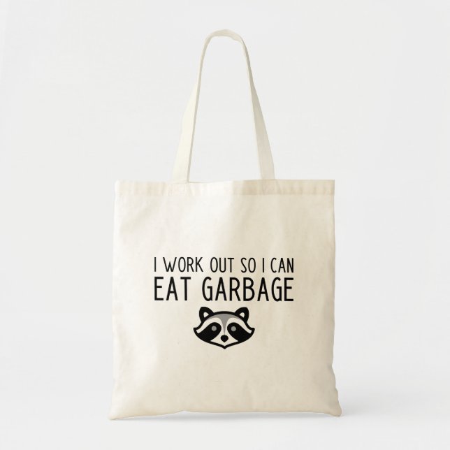 Funny Raccoon Workout Slogan Tragetasche (Vorne)