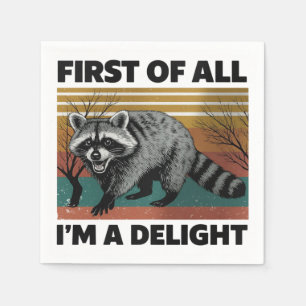 Funny Raccoon Zitat - Zunächst einmal bin ich ein  Serviette