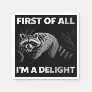 Funny Raccoon Zitat - Zunächst einmal bin ich ein  Serviette