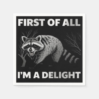Funny Raccoon Zitat - Zunächst einmal bin ich ein Serviette
