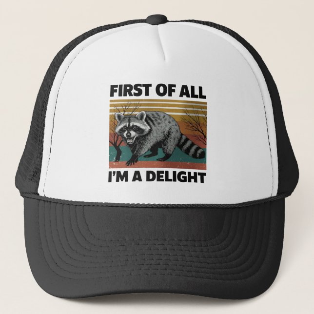 Funny Raccoon Zitat - Zunächst einmal bin ich ein  Truckerkappe (Vorderseite)