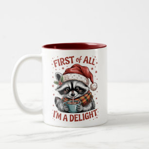 Funny Raccoon zuerst bin ich ein Freude Weihnachte Zweifarbige Tasse