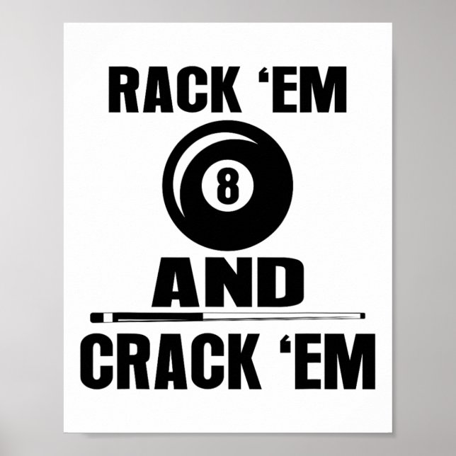 Funny Rack Em und Crack Em Billiard Pool Billard Poster (Vorne)