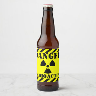 Funny RADIOACTIVE Symbol Warnzeichen Halloween Lab Bierflaschenetikett