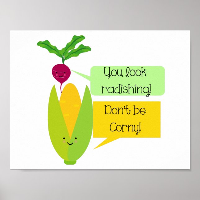 Funny Radish and Cornwall Gemüsegarten Spaß Poster (Vorne)