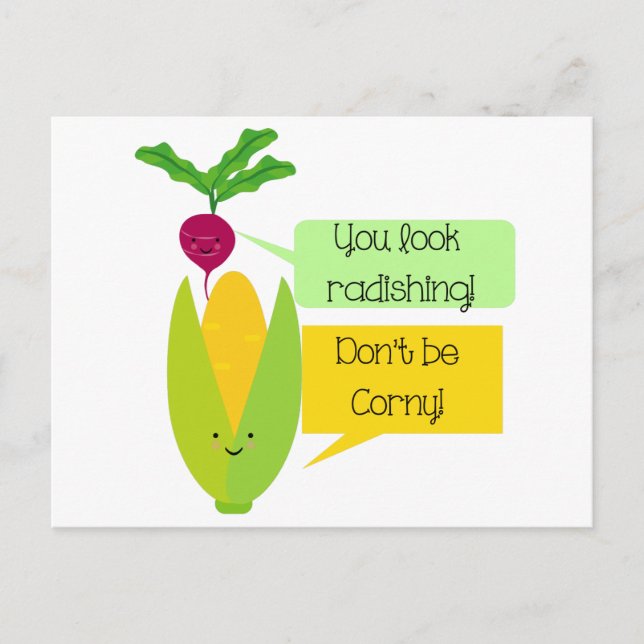 Funny Radish and Cornwall Gemüsegarten Spaß Postkarte (Vorderseite)