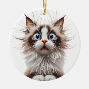 FUNNY RAGDOLL CAT ÜBERRASCHTE KATZE KERAMIK ORNAMENT