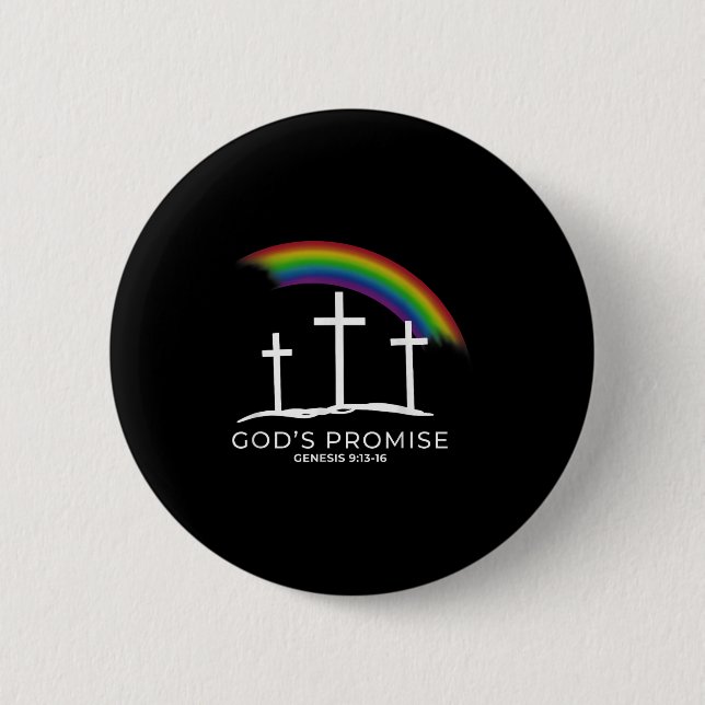 Funny Rainbow Christ Cross - Christian Quote God's Button (Vorderseite)