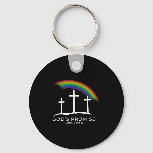 Funny Rainbow Christ Cross - Christian Quote God's Schlüsselanhänger (Vorderseite)