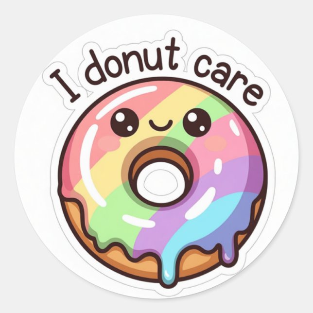 Funny Rainbow Donut "I Donut Care" Sticker (Vorderseite)