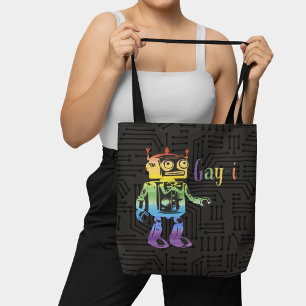 Funny Rainbow Gay Pride AI Robot Pun Joke Tasche