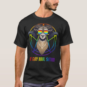 Funny Rainbow Pride Monat LGBTQ Sei Gay Hail Satan T-Shirt