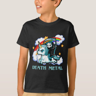 Funny Rainbow Skeleton Unicorn Death Metal Music F T-Shirt