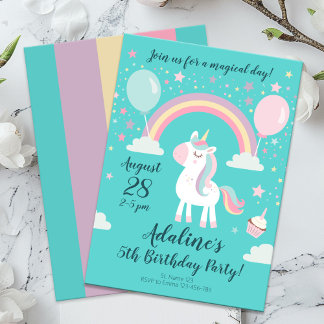 Funny Rainbow Unicorn Geburtstagsparty Einladung