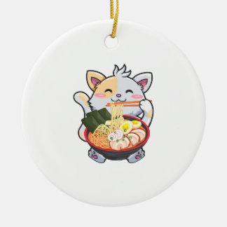 Funny Ramen Cat Anime Kawaii Japanische Noodles Li Keramik Ornament