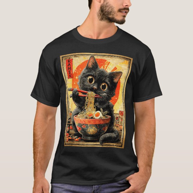 Funny Ramen Cat Noodle Lovers Anime Otaku  T-Shirt (Vorderseite)