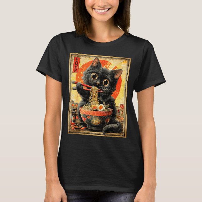 Funny Ramen Cat Noodle Lovers Anime Otaku  T-Shirt (Vorderseite)