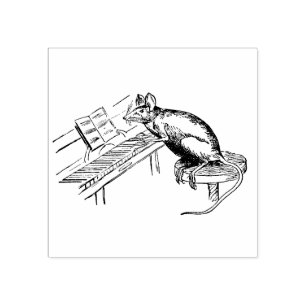 Funny Rat auf Hocker Klavierspielen Gummistempel