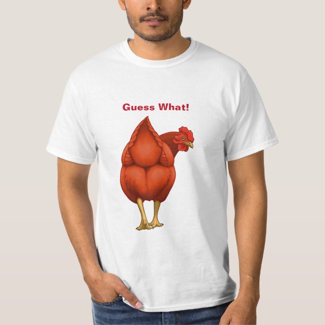Funny Rate mal, was Hühnchen Hintern Red Hen T-Shirt (Vorderseite)
