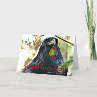 Funny Raven Christmas Grußkarte Feiertagskarte