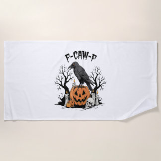 Funny Raven, F-Caw-F, Skull Raven, Gothic Crow Strandtuch
