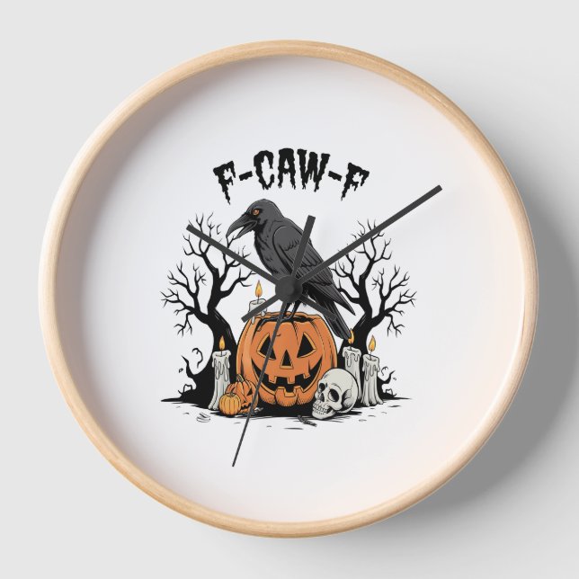 Funny Raven, F-Caw-F, Skull Raven, Gothic Crow Uhr (Vorderseite)