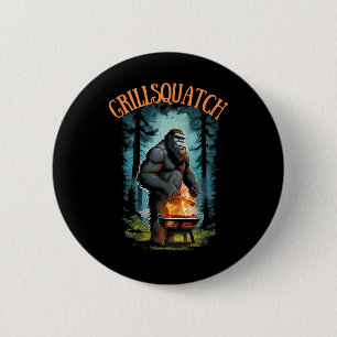 Funny Rbecue Griller Shirt - Bigfoot Grilling Sasq Button
