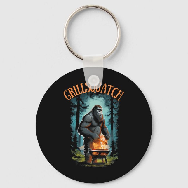 Funny Rbecue Griller Shirt - Bigfoot Grilling Sasq Schlüsselanhänger (Vorderseite)
