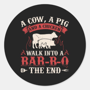 Funny Rbecue Kuh Pig Hühnchen Grafisches Fleisch R Runder Aufkleber