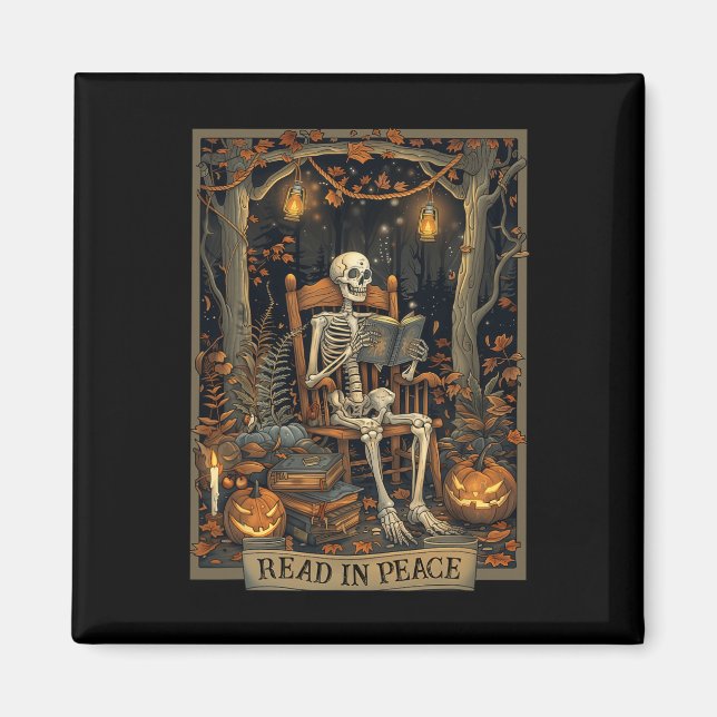 Funny Read in Peace Skeleton Halloween Read Nned B Magnet (Vorne)