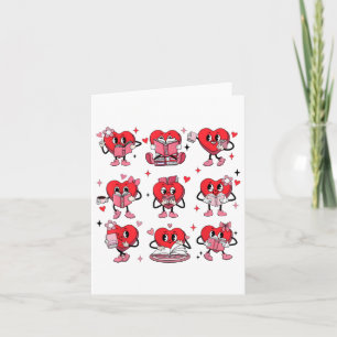 Funny Reading Heart Book Valentinstag Teacher Wo Karte
