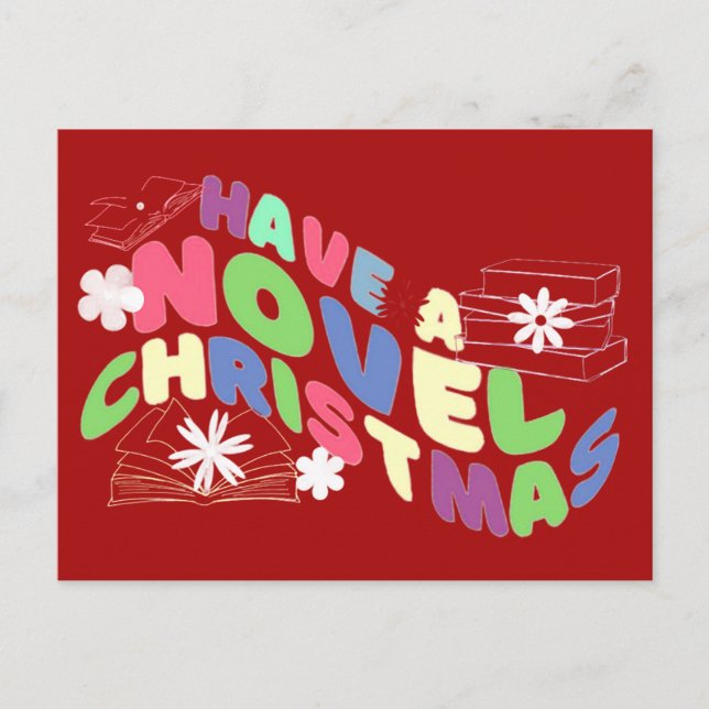 Funny Reading Wavy Texte für Bookon Weihnachten Postkarte (Vorderseite)