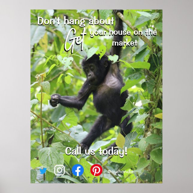 funny real estate Don't hang about Postcard Poster (Vorne)