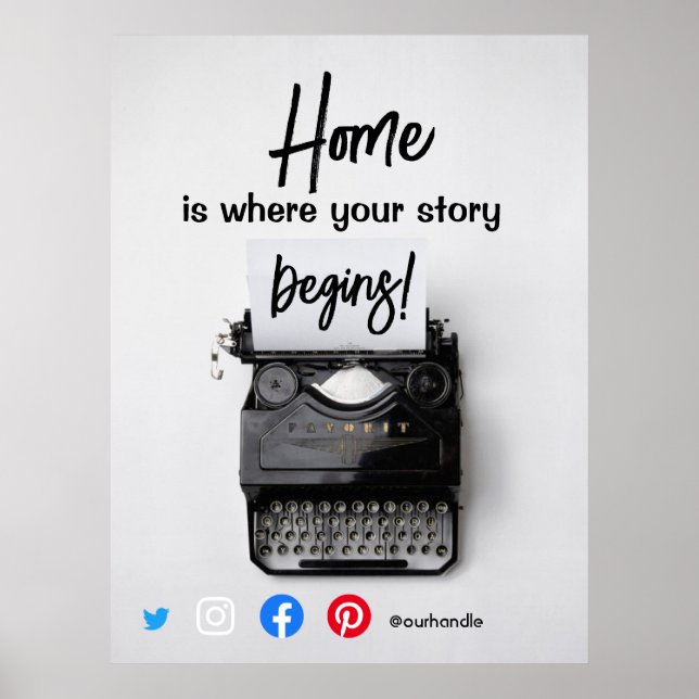 funny real estate home is where your story begins  poster (Vorne)