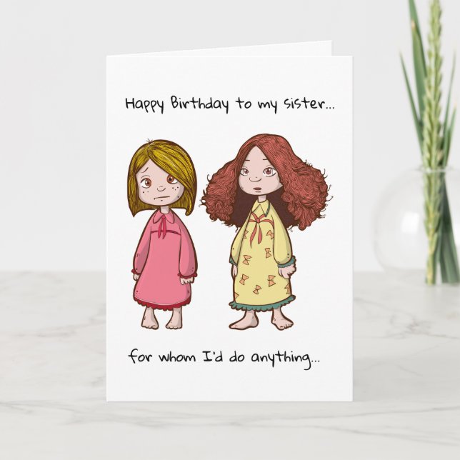Funny Real Parents Happy Birthday Sisters Karte (Vorderseite)