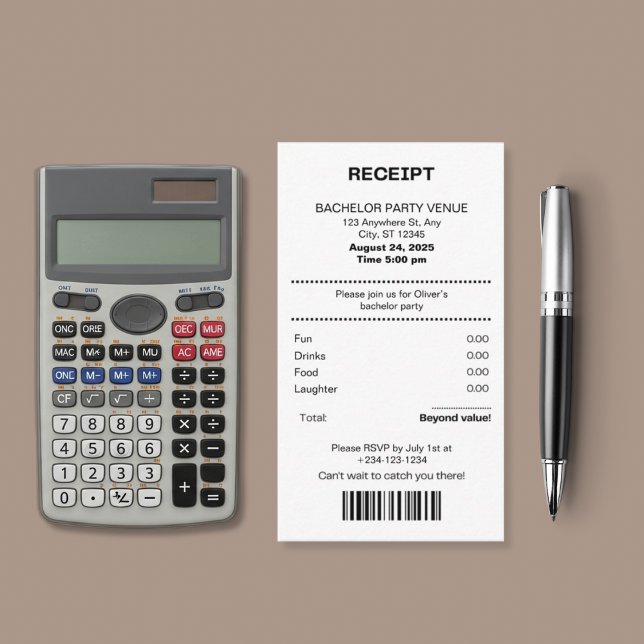 Funny, Receipt theme bachelor party invitation (Créateur téléchargé)