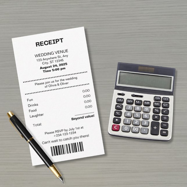 Funny, Receipt theme wedding invitation (Créateur téléchargé)
