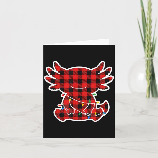 Funny Red And Black Buffalo Plaid Axolotl Christma Karte (Vorderseite)