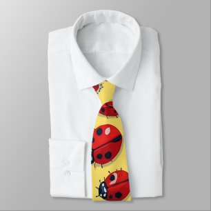 Funny Red and Yellow Ladybug Pattern Krawatte