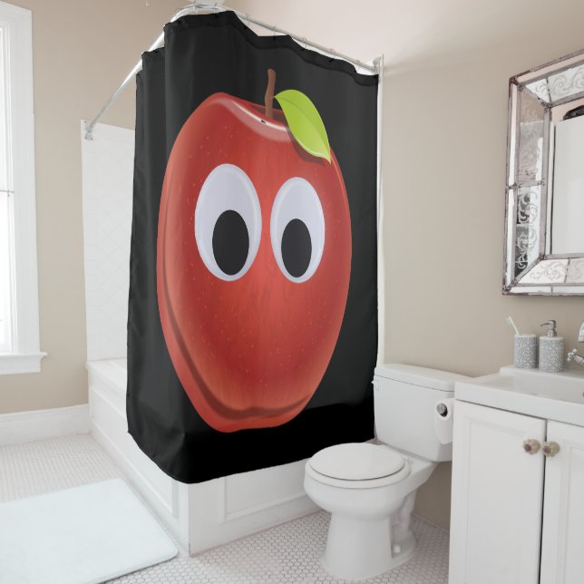 Funny Red Apple mit Googly Eyes Duschvorhang (Beispiel)