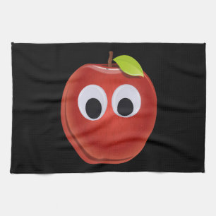 Funny Red Apple mit Googly Eyes Geschirrtuch