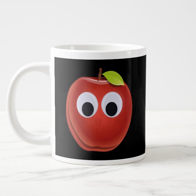 Funny Red Apple mit Googly Eyes Jumbo-Tasse (Links)