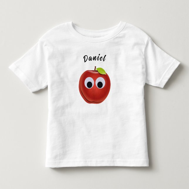 Funny Red Apple mit Googly Eyes Kleinkind T-shirt (Vorderseite)