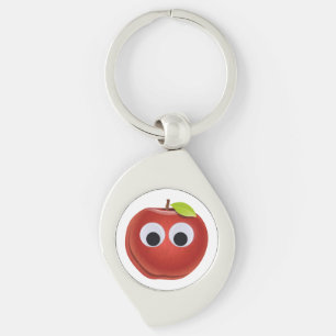 Funny Red Apple mit Googly Eyes Schlüsselanhänger