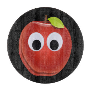 Funny Red Apple mit Googly Eyes Schneidebrett