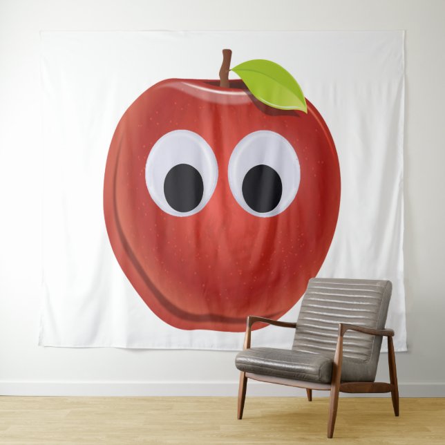 Funny Red Apple mit Googly Eyes Wandteppich (Beispiel (Horizontal))